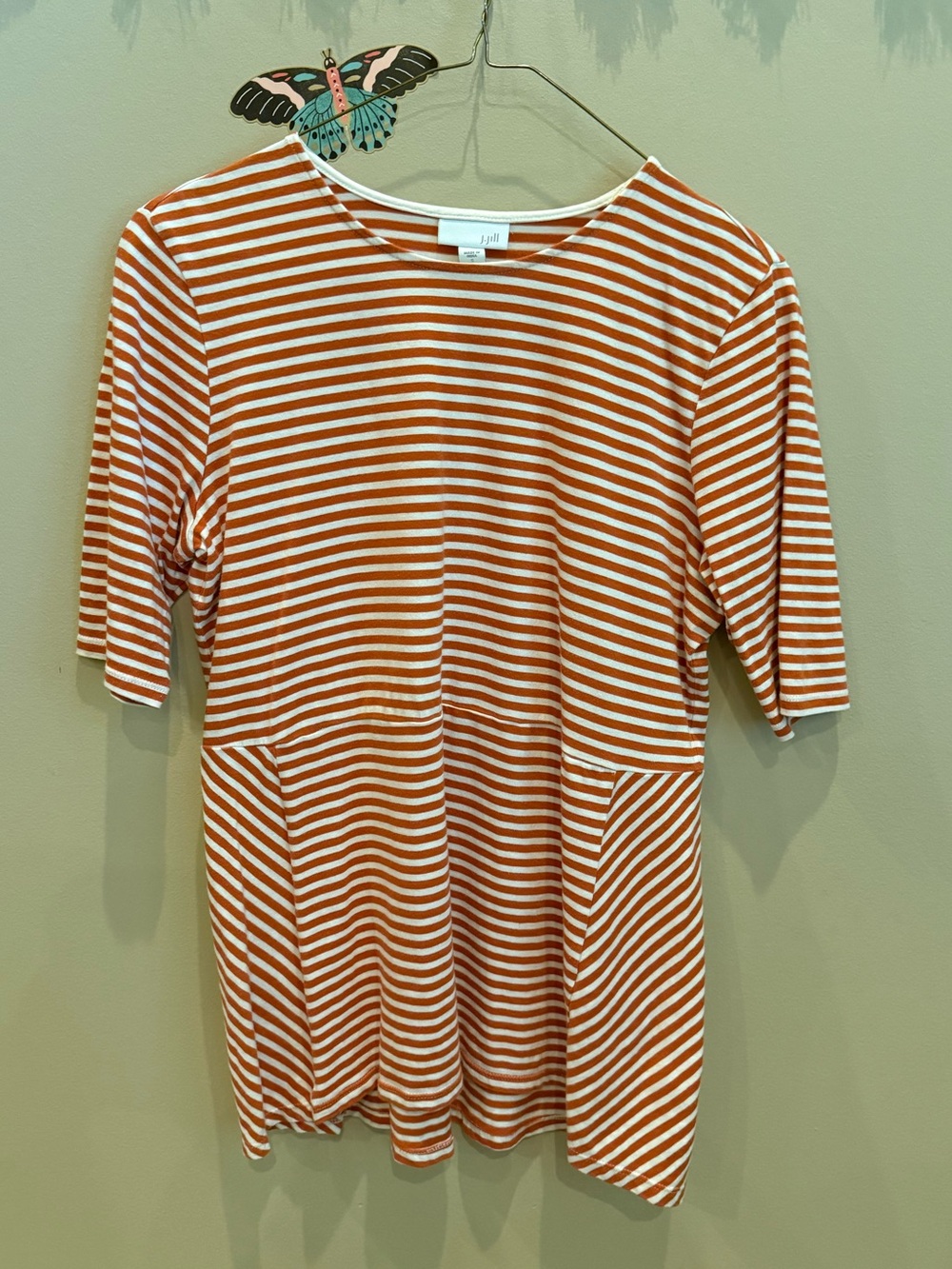 J. Jill Rust and White Striped Top